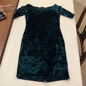 Green Crushed Velvet Mini Dress